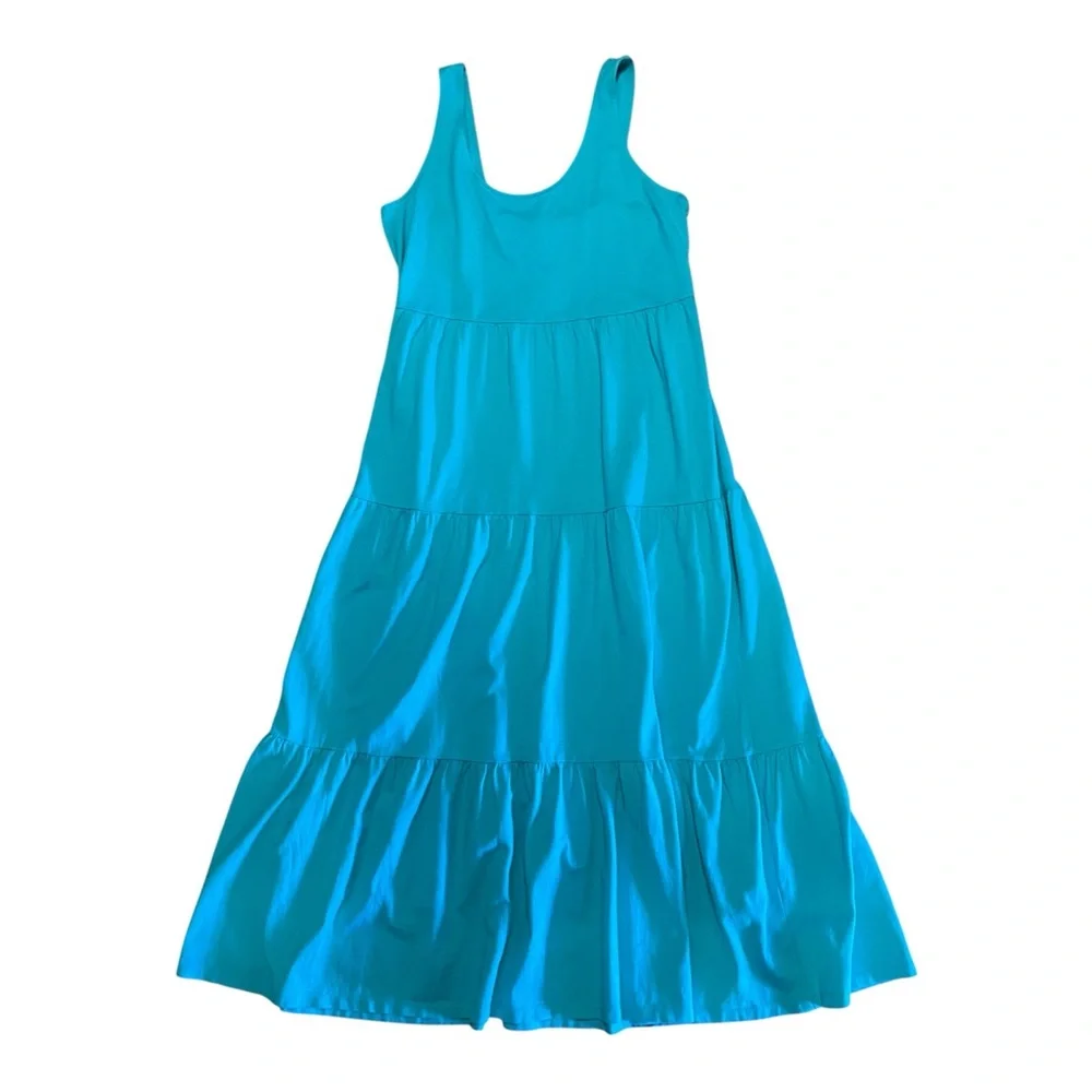 Crown & Ivy turquoise blue maxi long dress layered Size XL 100% Cotton NWT - Picture 2 of 5